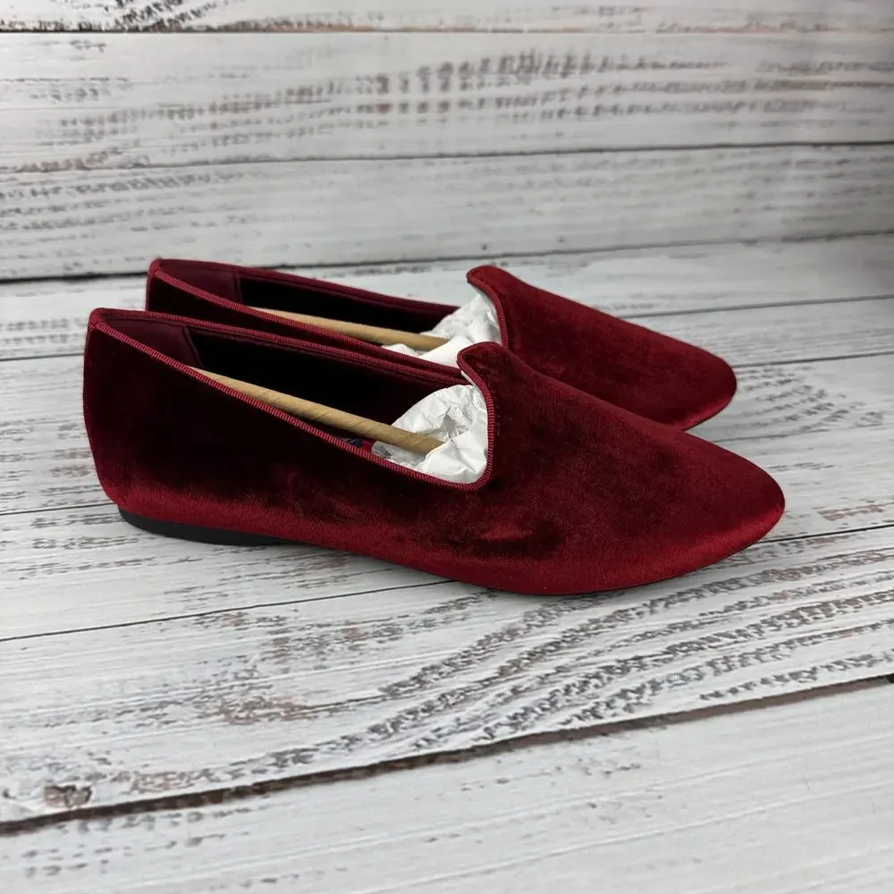 Birdies The Heron Womens 8.5 Slip On Flats Garnet Red Velvet